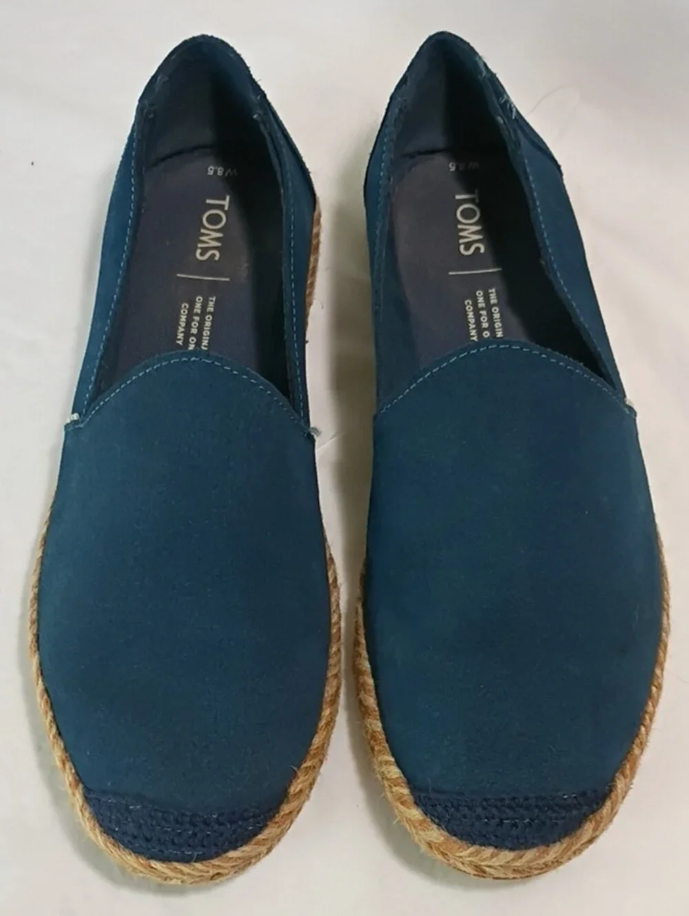 TOMS Teal Leather EspadrillesNavy Blue Size 8.5 EUC